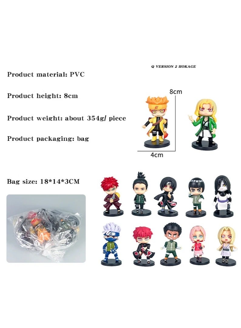 12pc Naruto Shippuden Anime figure Hinata Sasuke Itachi Kakashi Obito action Figures - Image 2