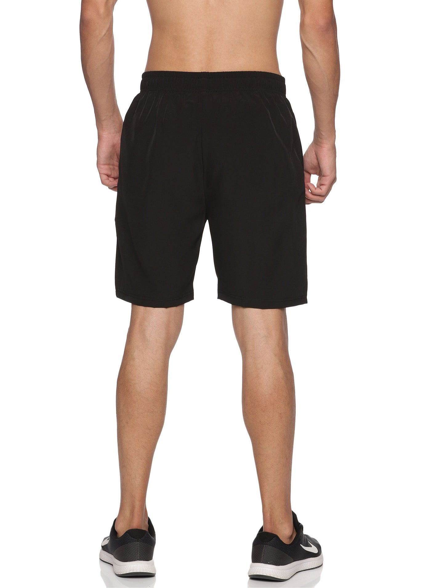 Men's Polyester Solid Sports Casual Shorts -Black image 4