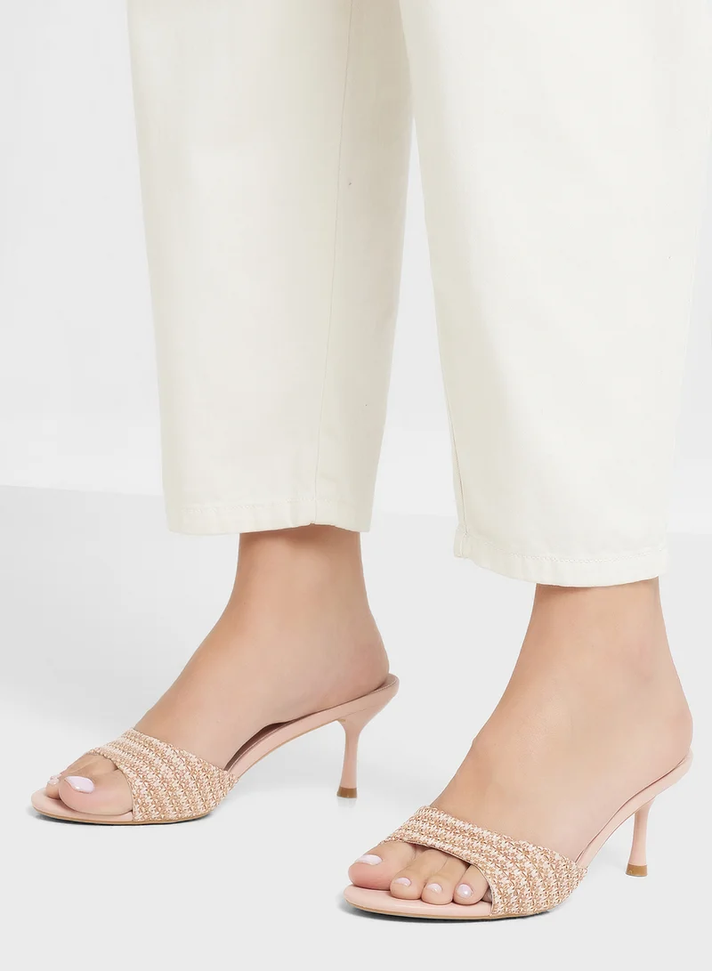 ELLA Weave Detail Mule Heel Sandal