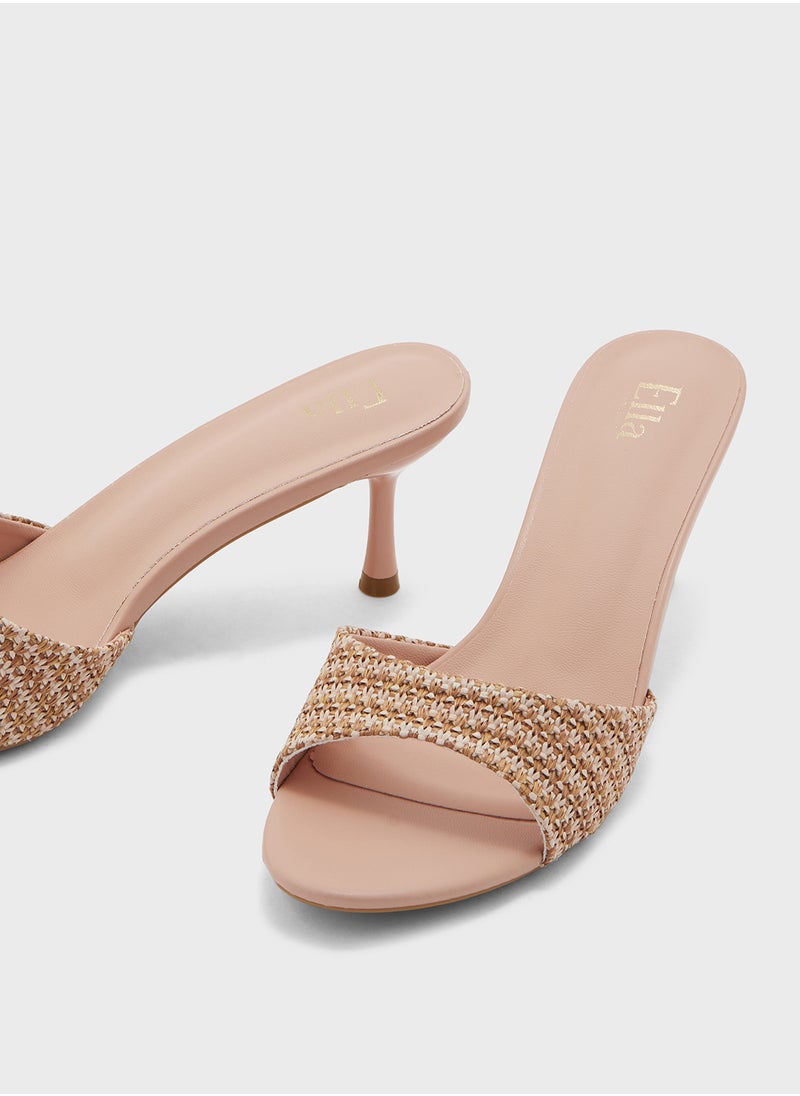 ELLA Weave Detail Mule Heel Sandal  - Image 4