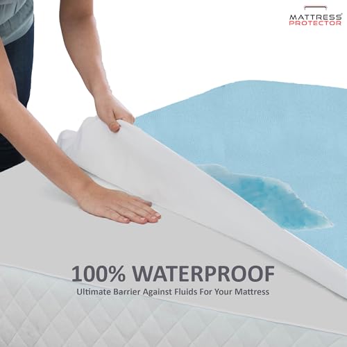 Mattress Protector Waterproof Single Bed 75x36 Inch | Cotton Terry Soft Feel, Breathable & Hypoallergenic Bed Protector| Ultra Soft Noiseless Elastic Fitted Mattress Cover |75x36 in(6.25x3 Ft) - Blue - Image 4
