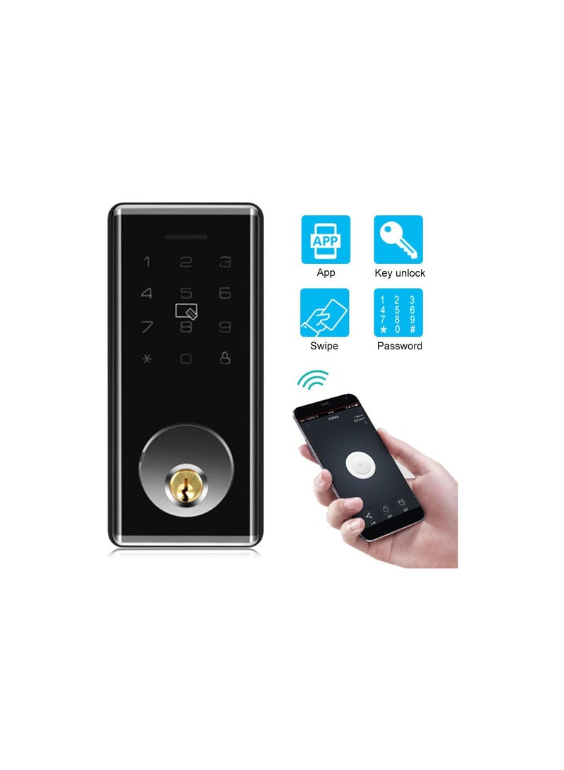 GGOOT Smart Door Lock, Intelligent Password Electronic Indoor Door Lock, Indoor Security System Support Bluetooth, Password, Card, Key Unlock Virtual Password Design for Home Office Hotel - Image 4