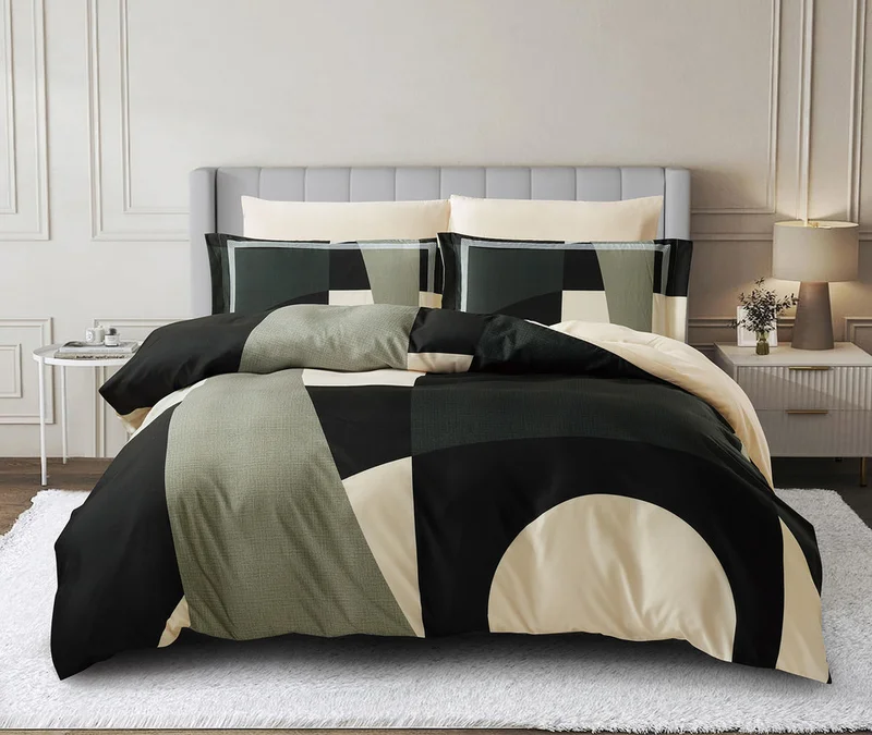 دوناتيلا طقم غطاء لحاف مشجر 4 قطع مقاس كوين يناسب سرير 150×200 سم مايكروفايبر ناعم , تصميم راقي و انيق , يناسب جميع الفصول (لا يشمل حشوة اللحاف)