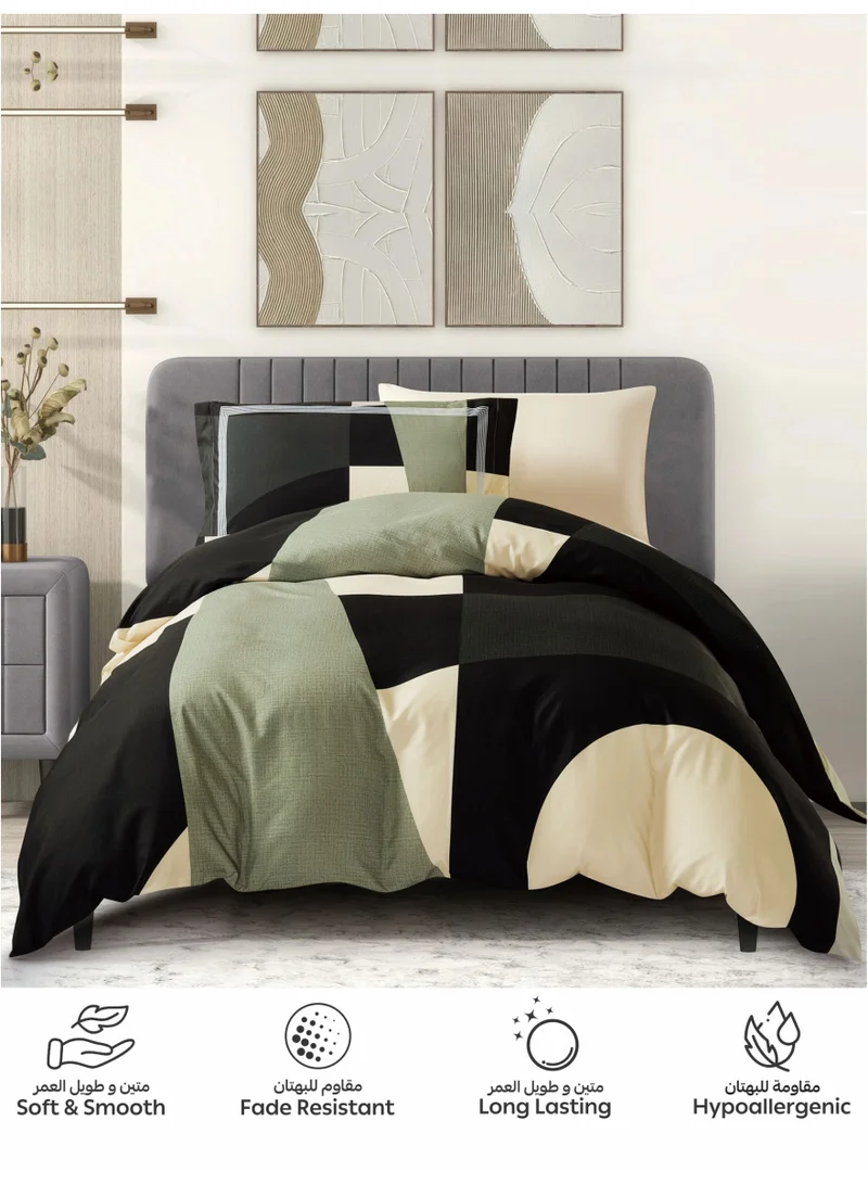 Donetella QUEEN (150x200 cm) Digital Print Duvet cover Set, Queen Size Fits 150x200 cm - 4-Pcs Bed Set, ,Emirate Collection, Microfiber - 1 Duvet Cover, 1 Fitted Sheet, 1 Pillow Shams, 1 Pillowcases (Filler Not Include)  | Best Price UAE