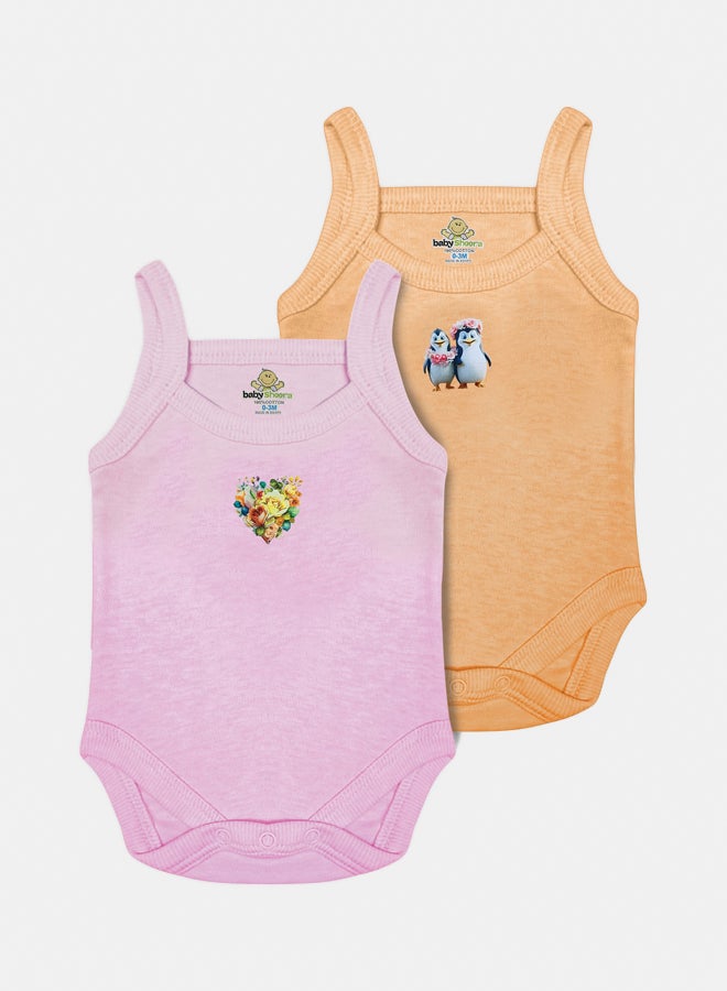 BabyShoora Baby Unisex Printed Tank Bodysuit (Pack Of 2)