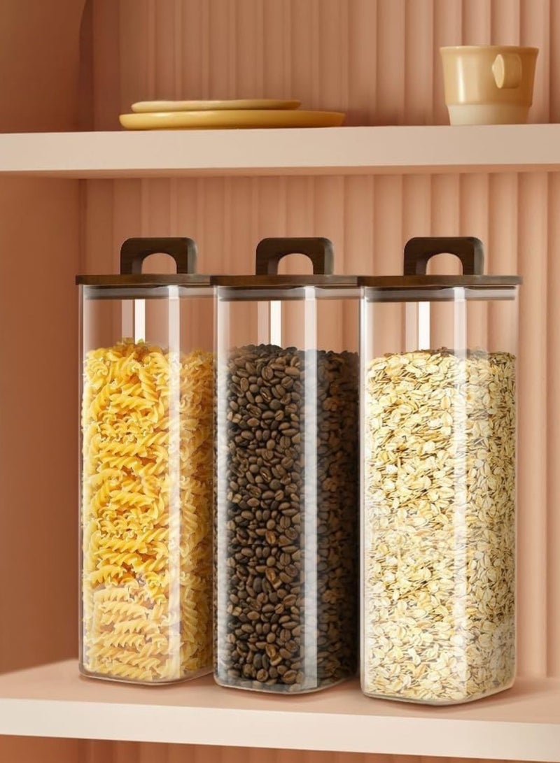 1Chase Set of 2- 1800 ML Borosilicate Square Glass Storage Jars with Acacia Wood Lids with Handle for Spaghetti, Pasta, Oats, Flour, Cookies, Coffee, Rice & More - Image 5