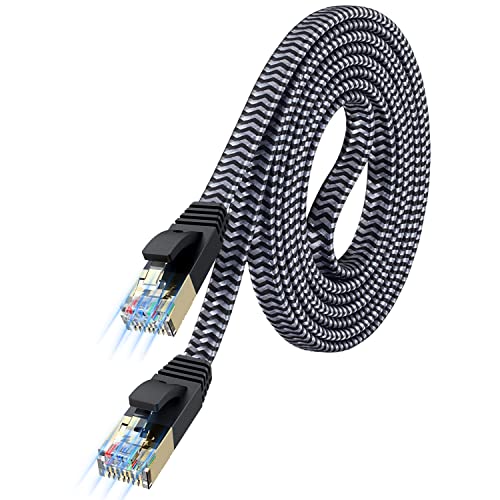 MORELECS Cat 7 Ethernet Cable 6.6FT - Flat Design, Easy Install, Nylon Braided, More Durable High Speed Internet Cable Network Cord Shielded LAN Cables for Computers, Routers, Switches, and Gaming Consoles - Image 1