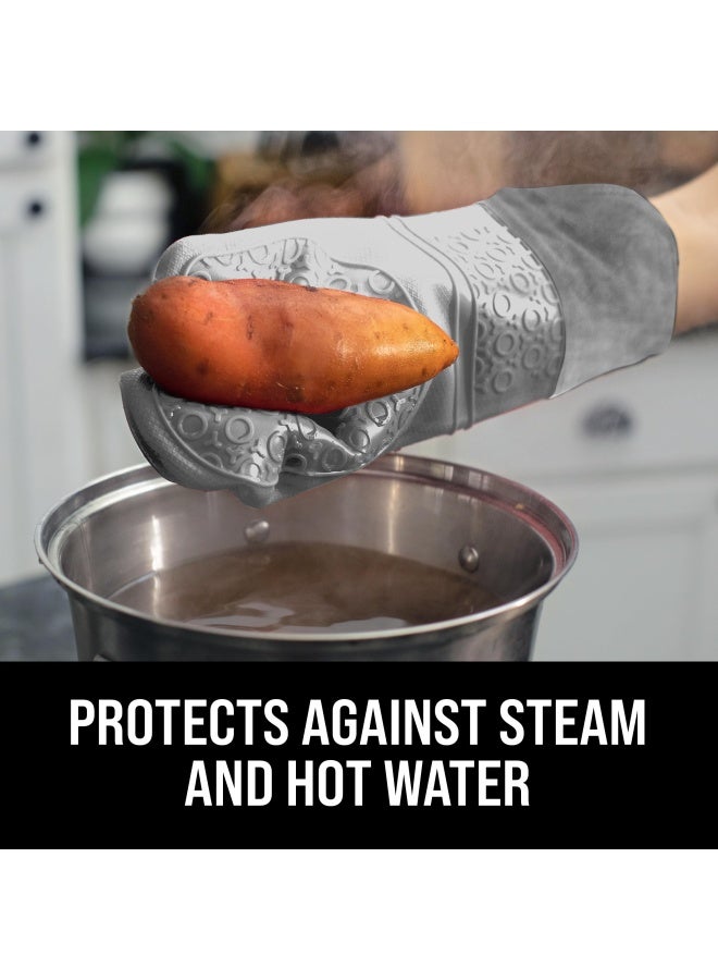 HOMWE BPAFree Soft Silicone Oven Mitts Ultra Heat Resistant Oven Mitts with Thick Cotton Liner Extra Long Slip Resistant Pot Holders Flexible Oven Gloves Gray 147 - Image 4