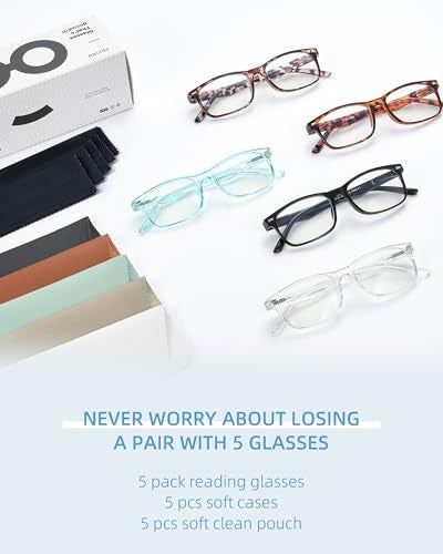 JOLISU 5 Pack Reading Glasses For Women,Spring Hinges, Sturdy and Durable（3.25 - Image 4