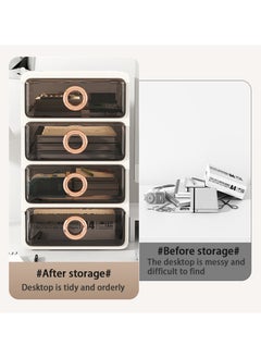 Hihonor Two Tier Shelf Light Luxury Makeup Case With Top Lid Cosmetic Organiser Drawer Desktop Organiser Suitable For Cosmetics Daily Goods Small Life Items White Transparent  - Image 5