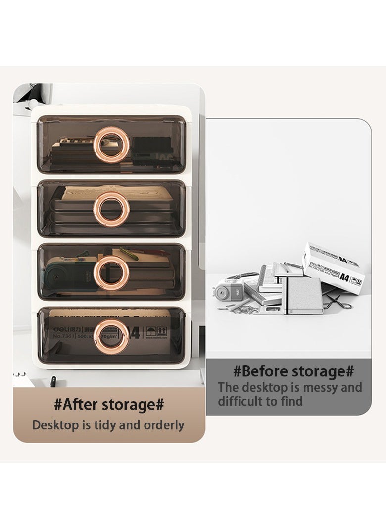 Hihonor Two Tier Shelf Light Luxury Makeup Case With Top Lid Cosmetic Organiser Drawer Desktop Organiser Suitable For Cosmetics Daily Goods Small Life Items White Transparent  - Image 5