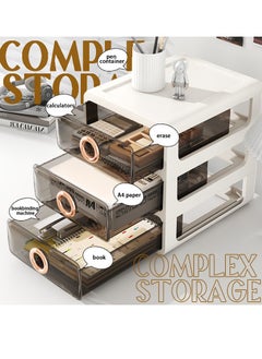 Hihonor Two Tier Shelf Light Luxury Makeup Case With Top Lid Cosmetic Organiser Drawer Desktop Organiser Suitable For Cosmetics Daily Goods Small Life Items White Transparent  - Image 3