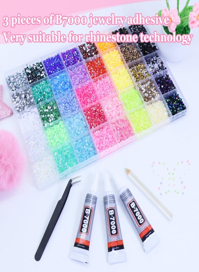 Bmpzery 40 Colors Resin Jelly Rhinestones for Bedazzling,3mm 32000 Pcs Bedazzler Kit with Rhinestones,Bedazzling Kit with 3Pcs 10ml B7000 Glue &1 Tweezers,for DIY Crafts Clothing Tumblers Mugs Decor Nail Art - Image 5