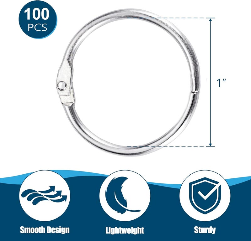 OFFPLEX Loose Leaf Binder Rings 1 Inch (100 Pack) – Sturdy Book Rings, Index Card Rings, Key Rings, Flashcard Rings, Notebook Paper Rings, Metal Rings for Office, School or Home - Image 3