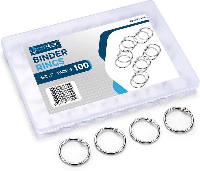 OFFPLEX Loose Leaf Binder Rings 1 Inch (100 Pack) – Sturdy Book Rings, Index Card Rings, Key Rings, Flashcard Rings, Notebook Paper Rings, Metal Rings for Office, School or Home - Image 2