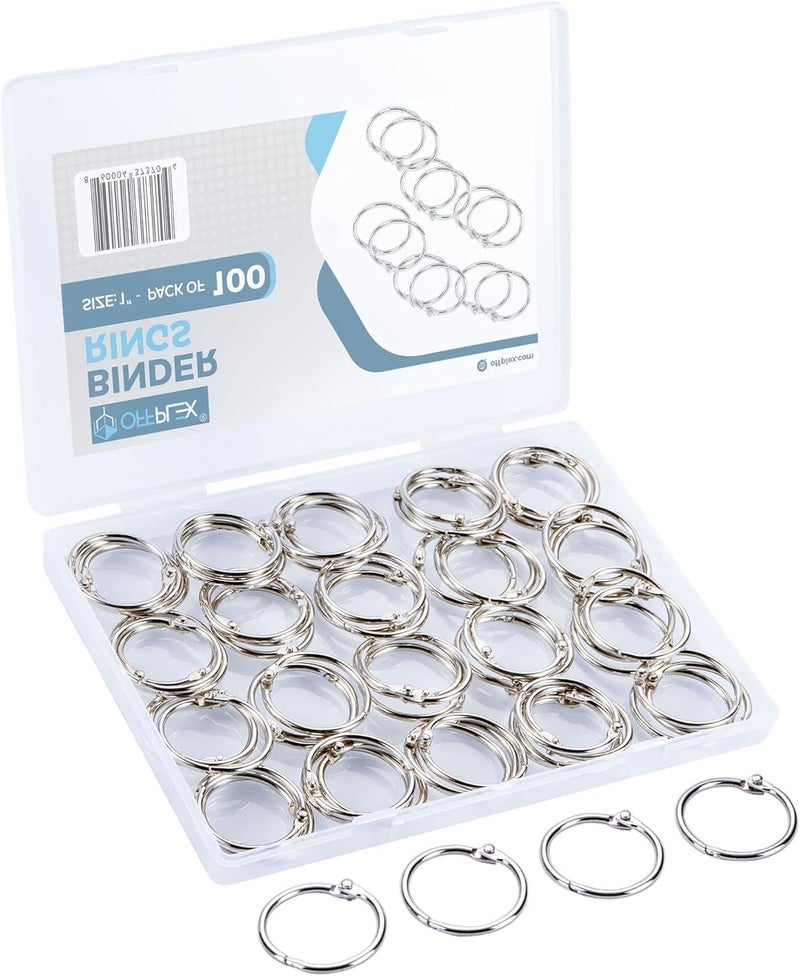 OFFPLEX Loose Leaf Binder Rings 1 Inch (100 Pack) – Sturdy Book Rings, Index Card Rings, Key Rings, Flashcard Rings, Notebook Paper Rings, Metal Rings for Office, School or Home - Image 1