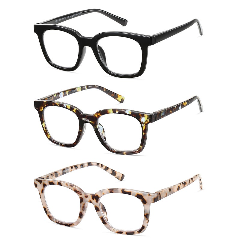 Lkeye Oversized Reading Glasses For Women Blue Light Blocking Square Computer Readers Stylish Ladies Unbreakable Large Frame Fashion Designer Cute Eyeglasses Blue Quartz Tortoise Lk6078 2.5 + - Image 2