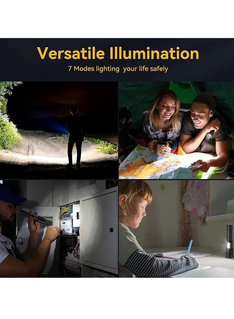 Rechargeable LED Torch with COB Side Light, Super Bright Flashlight Battery Powerd Waterproof Handheld Flashlights for Camping Running Hiking Outdoor and Emergency - Image 5