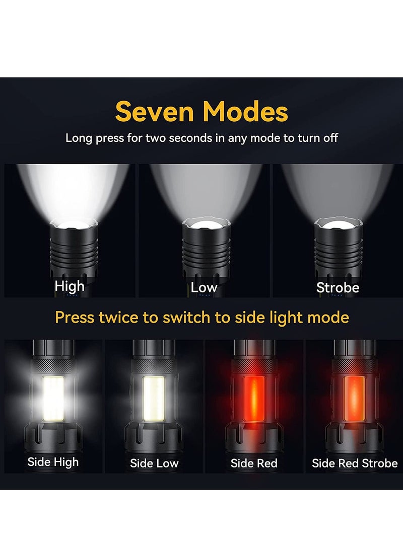 Rechargeable LED Torch with COB Side Light, Super Bright Flashlight Battery Powerd Waterproof Handheld Flashlights for Camping Running Hiking Outdoor and Emergency - Image 2