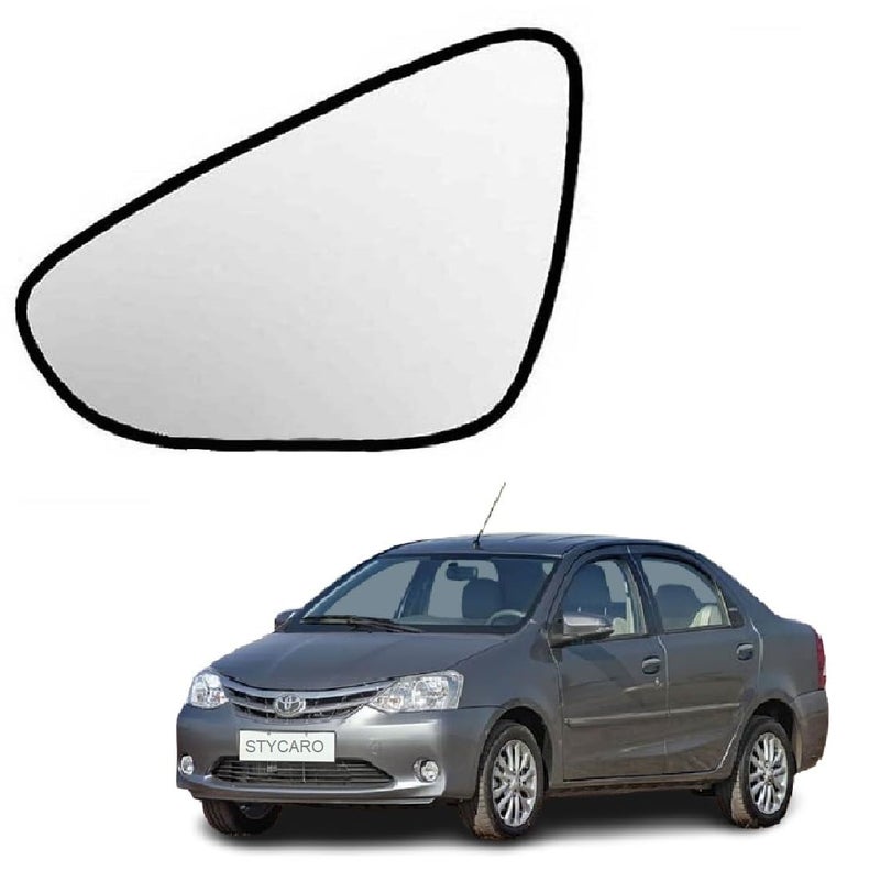 STYCARO Side View Sub Mirror Glass Plate compatible with Toyota Etios/Etios Liva 2010-2021 Model Type 2 (LEFT PASSENGER SIDE) - Image 1