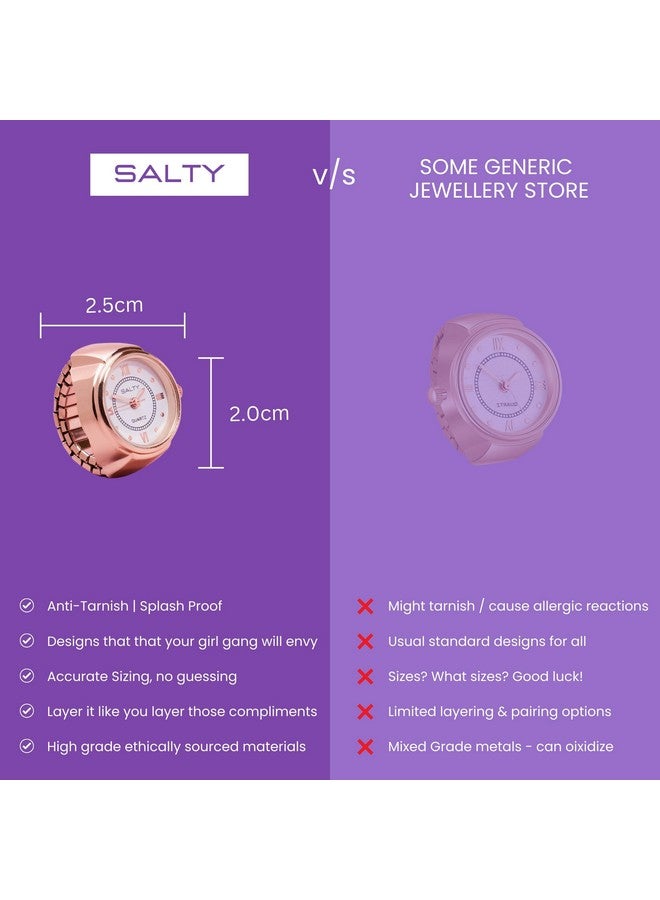 سالتي ساعة SALTY Ring للنساء والفتيات | عبوة من 3 قطع | ضمان لمدة 6 أشهر | أنيقة وقابلة للتمدد | هدية عيد الحب وأعياد الميلاد والذكرى السنوية والمناسبات الخاصة | إكسسوارات مجوهرات جمالية - Image 5