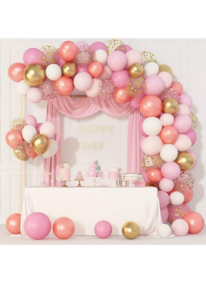 Amandir 144Pcs Rose Gold Pink Balloons Garland Arch Kit Light Pink Gold White Confetti Latex Metallic Balloons For Birthday Baby Shower Wedding Party Decorations Supplies  - Image 2