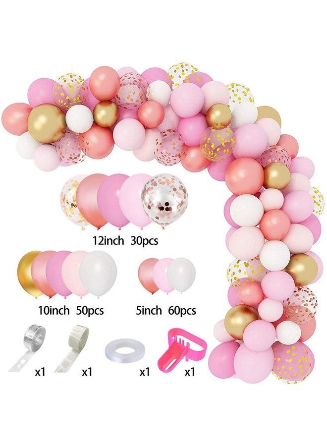 Amandir 144Pcs Rose Gold Pink Balloons Garland Arch Kit Light Pink Gold White Confetti Latex Metallic Balloons For Birthday Baby Shower Wedding Party Decorations Supplies  - Image 3
