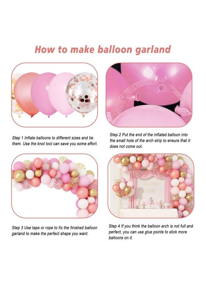 Amandir 144Pcs Rose Gold Pink Balloons Garland Arch Kit Light Pink Gold White Confetti Latex Metallic Balloons For Birthday Baby Shower Wedding Party Decorations Supplies  - Image 4