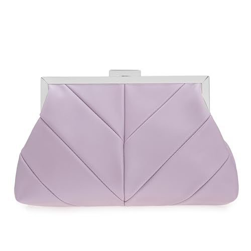 IXEBELLA PU Clutch Purse for Women Dressy Evening Bag Formal Handbag for Wedding, Prom, Cocktail Party (Lavender) - Image 1