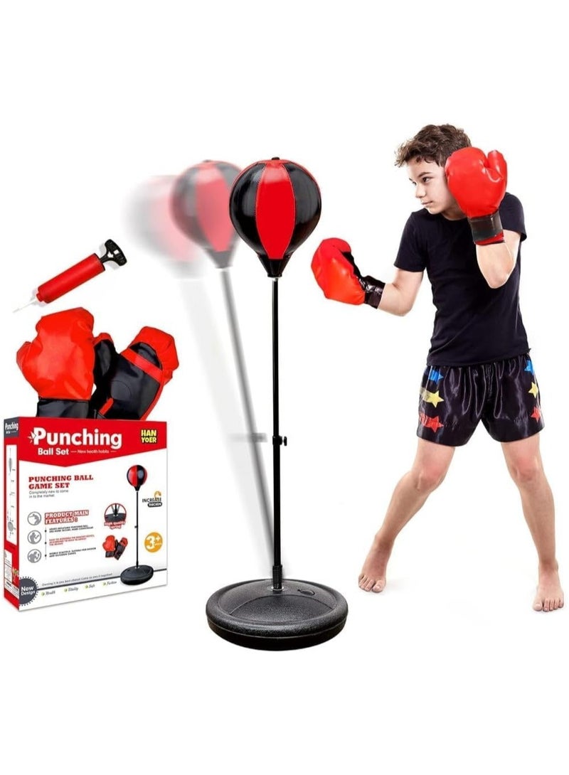 Kids Punching Bag, Boxing Set Includes Boxing Gloves and Adjustable Stand, Kickboxing Bag, Gifts for Boys Ages 3-14 - Image 1