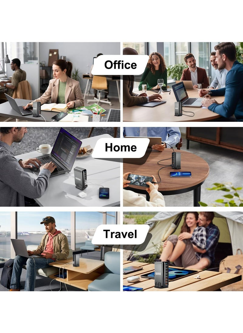 ANYOUI 600W USB A&USB C 【New Update】Charging Station,5 Type-C Ports 【2×140W, 2x 100W,1x30W】 and 3 USB Ports 【QC30W】 Charge Charging Station Type-C hub,GaN Technology  - Image 5