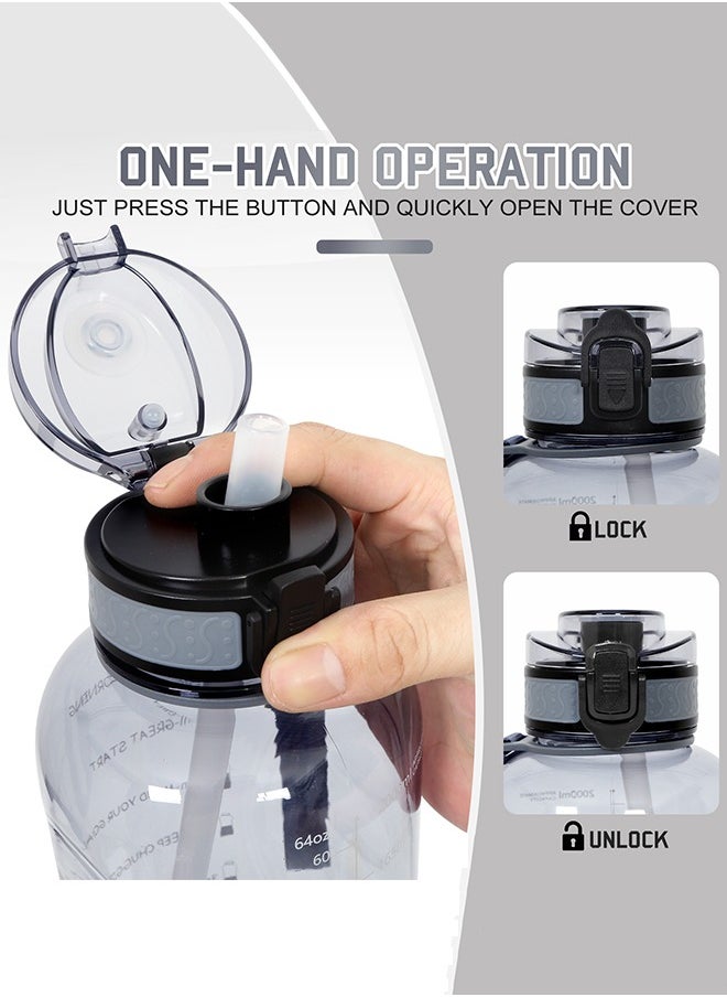 GEMFUL - 2L Water Bottle with Straw Encouraging Goal Leakproof BPA Free Large Water Jug for Fitness and Gym - Image 1
