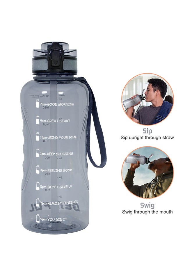 GEMFUL - 2L Water Bottle with Straw Encouraging Goal Leakproof BPA Free Large Water Jug for Fitness and Gym - Image 1