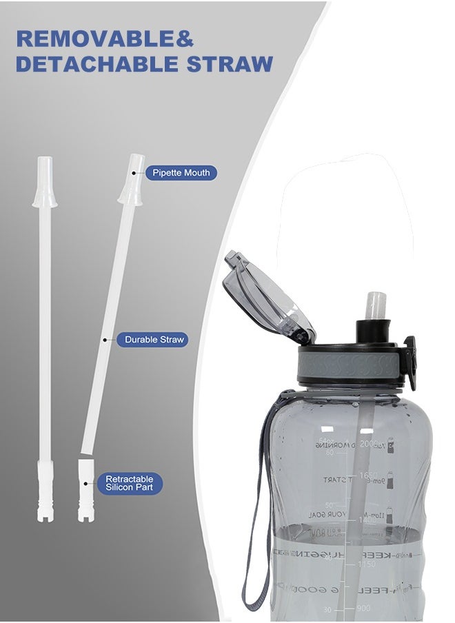 GEMFUL - 2L Water Bottle with Straw Encouraging Goal Leakproof BPA Free Large Water Jug for Fitness and Gym - Image 1