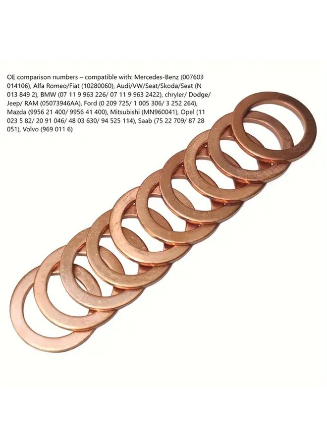 10pcs M14 x 20 x 1 5mm Copper Oil Drain Plug Gasket Compatible with Many Car Models - Image 2