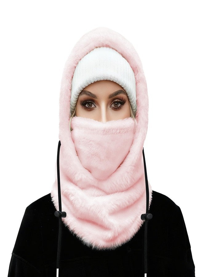 MVPTOO Balaclava Fleece Ski Mask for Men Women Winter Face Masks Windproof Hooded Scarf Cold Weather Hat Neck Warmer(Black), Pink, One size - Image 1