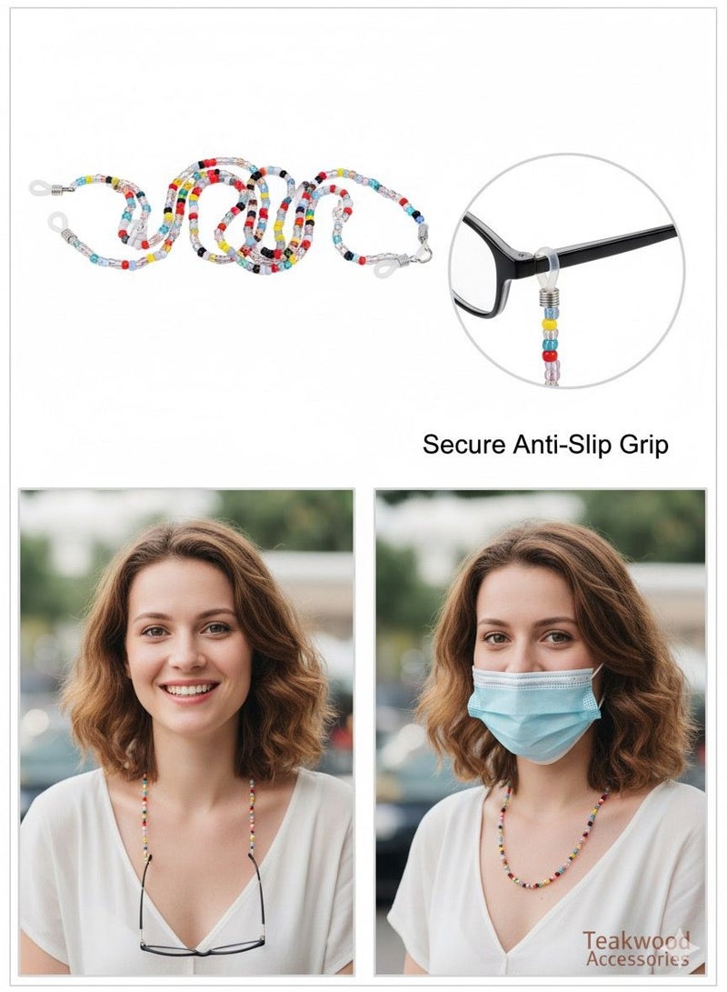 QUALITY Rainbow Beaded Glasses Chain | Fun & Vibrant Eyewear Retainer Necklace - Image 2
