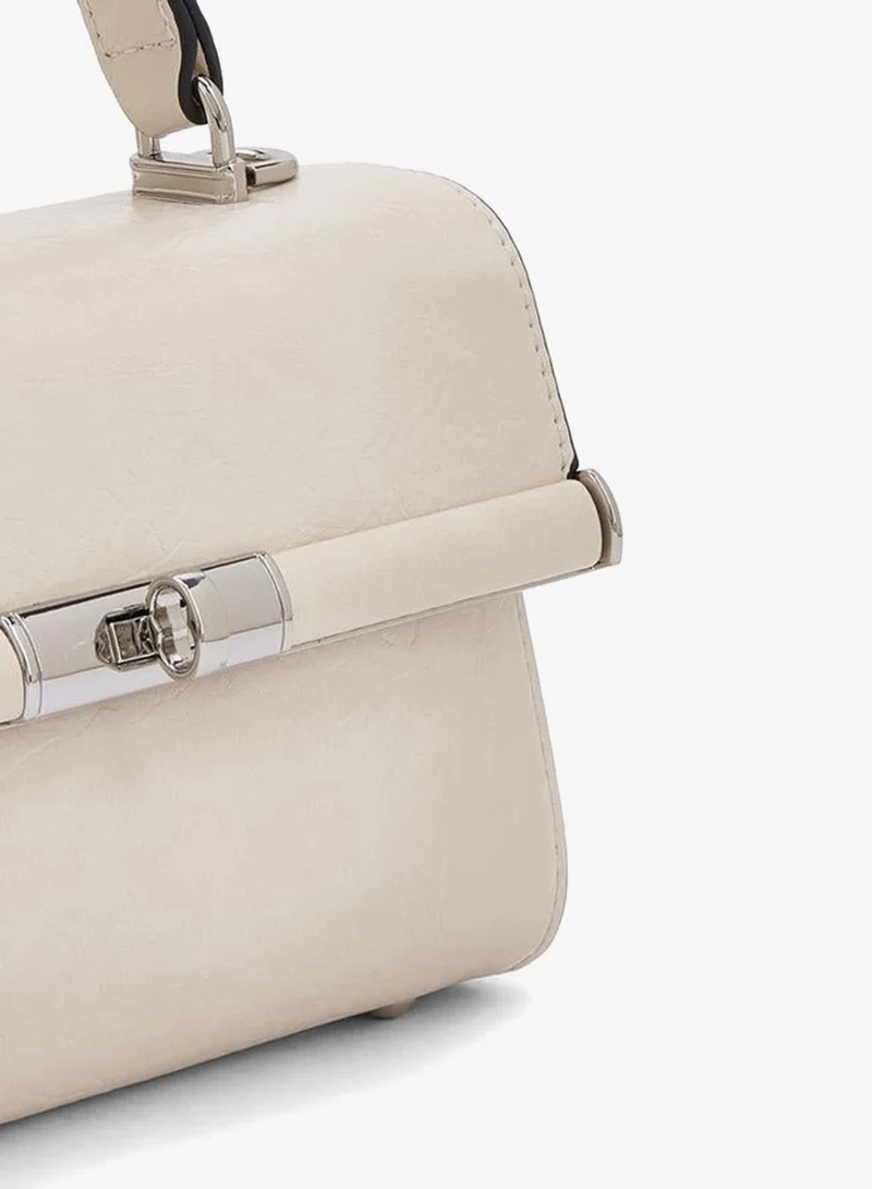 Celeste IVORY Solid Satchel Bag With Twist Lock Closure for Women | Best Price UAE