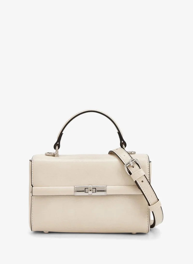 Solid Satchel Bag With Twist Lock Closure