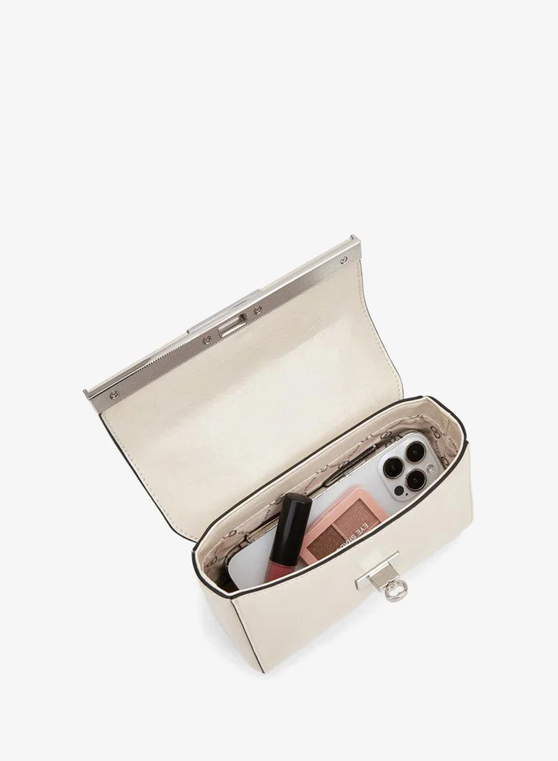 Celeste IVORY Solid Satchel Bag With Twist Lock Closure for Women | Best Price UAE