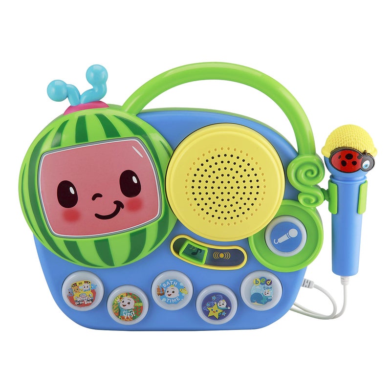 eKids Cocomelon Toy Singalong Boombox with Microphone and Built-in Music, Toddler Toys for Fans of Cocomelon Gifts - Image 1