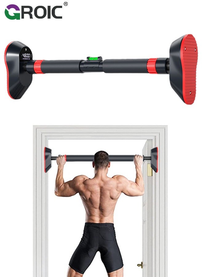 GROIC Pull Up Bar for Doorway, Adjustable Doorway Pull Up Bar 98-135cm  with Calorie,Digital Rep Counter, Workout Timer & Level,Door Pull Up Bar & Chin Up Bar for Door Frame - Image 1