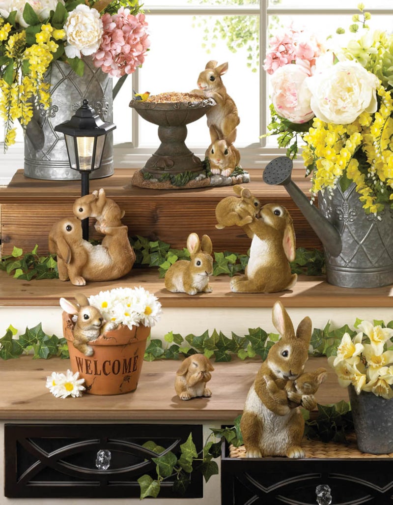 Zingz & Thingz Outdoor Garden Cottage Core Collection Miniature Sculpture, 6.5x4x8, Playful Mom & Baby Rabbit - Image 4