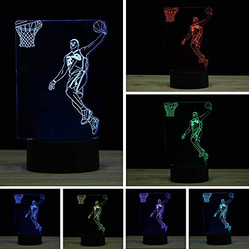 XIEHE 3D Illusion LED Night Light,7 Colors Gradual Changing Touch Switch USB Table Lamp for Holiday Gifts or Home Decorations (7 Colour, Basketball Light) - Image 2