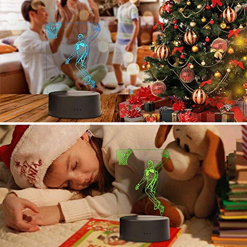 XIEHE 3D Illusion LED Night Light,7 Colors Gradual Changing Touch Switch USB Table Lamp for Holiday Gifts or Home Decorations (7 Colour, Basketball Light) - Image 5