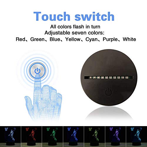 XIEHE 3D Illusion LED Night Light,7 Colors Gradual Changing Touch Switch USB Table Lamp for Holiday Gifts or Home Decorations (7 Colour, Basketball Light) - Image 4