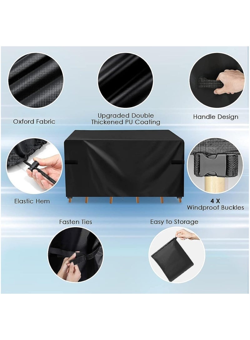 SKY-TOUCH Patio furniture cover 213x132 cm, outdoor table and chair set covers, dust-proof and UV-resistant garden furniture set cover, heavy-duty Oxford fabric furniture covers (Black) - Image 3