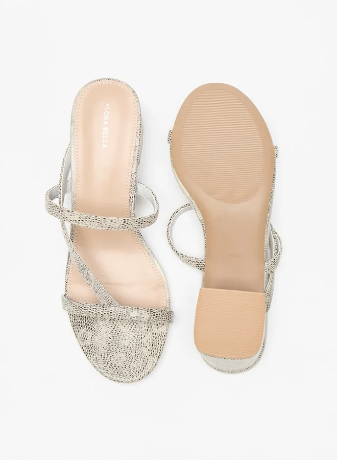 Flora Bella By Shoexpress Animal Print Slip-On Strap Sandals with Block Heels