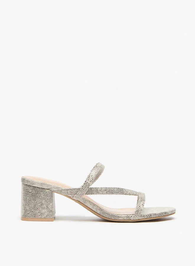 Flora Bella By Shoexpress Animal Print Slip-On Strap Sandals with Block Heels