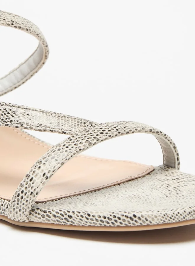 Flora Bella By Shoexpress Animal Print Slip-On Strap Sandals with Block Heels